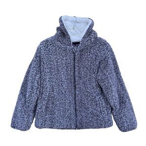 Miss Selfie Sherpa Gray Sweatshirt Hoodie Jacket Girl Size 16 Full Zip Pockets